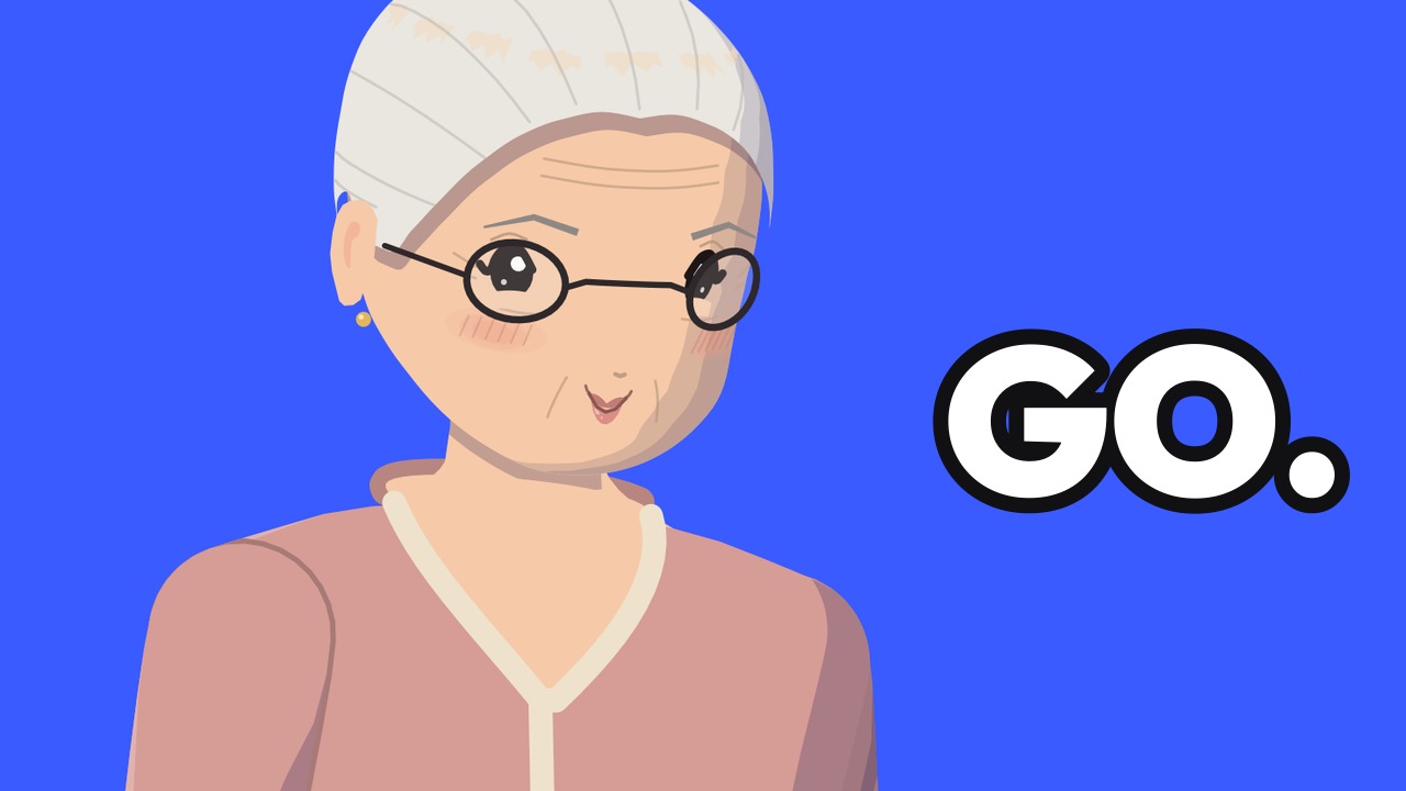 Thumbnail: Nana Rose smiling on cobalt blue, with the word GO.