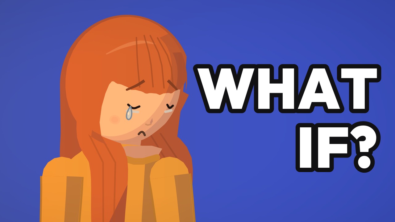 Thumbnail: Ella crying on a cobalt background, with the words WHAT IF?