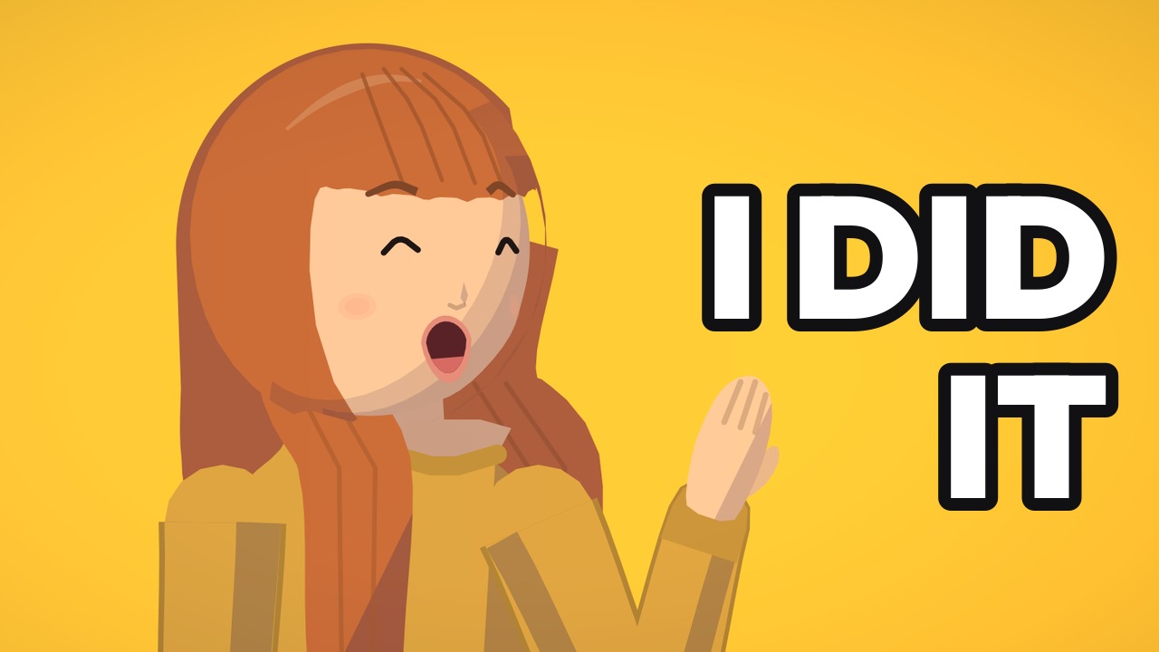 Thumbnail: Ella beaming on sunny yellow, with the words I DID IT